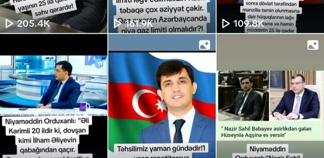 Niyaməddin Orduxanlının Tik-Tok səhifəsinə 1 milyon 500 min baxış olub